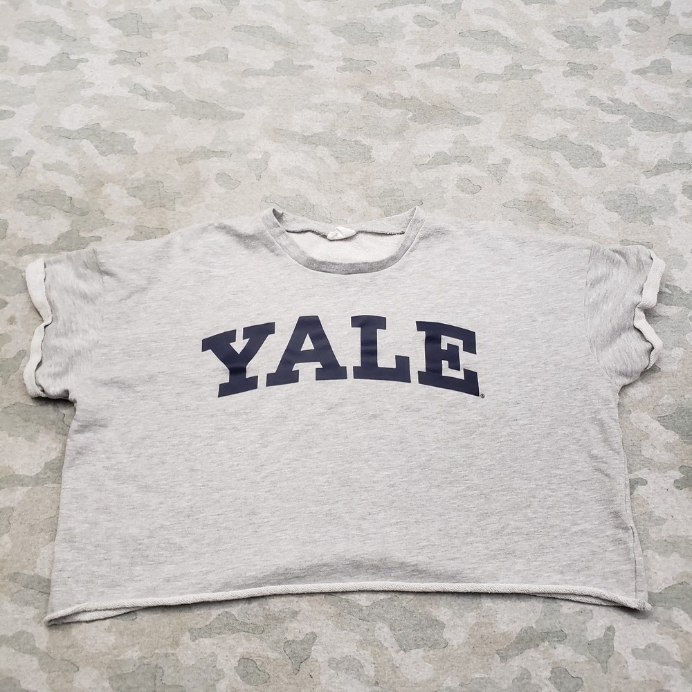 Yale University Crop Top Womens 2XL‎ Gray Short Sleeve Boxy